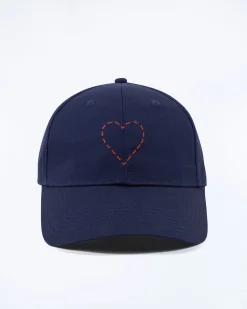Casquette à Visière Courbée Coeur Brodé