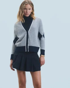 Pull Cardigan À Motif Losange