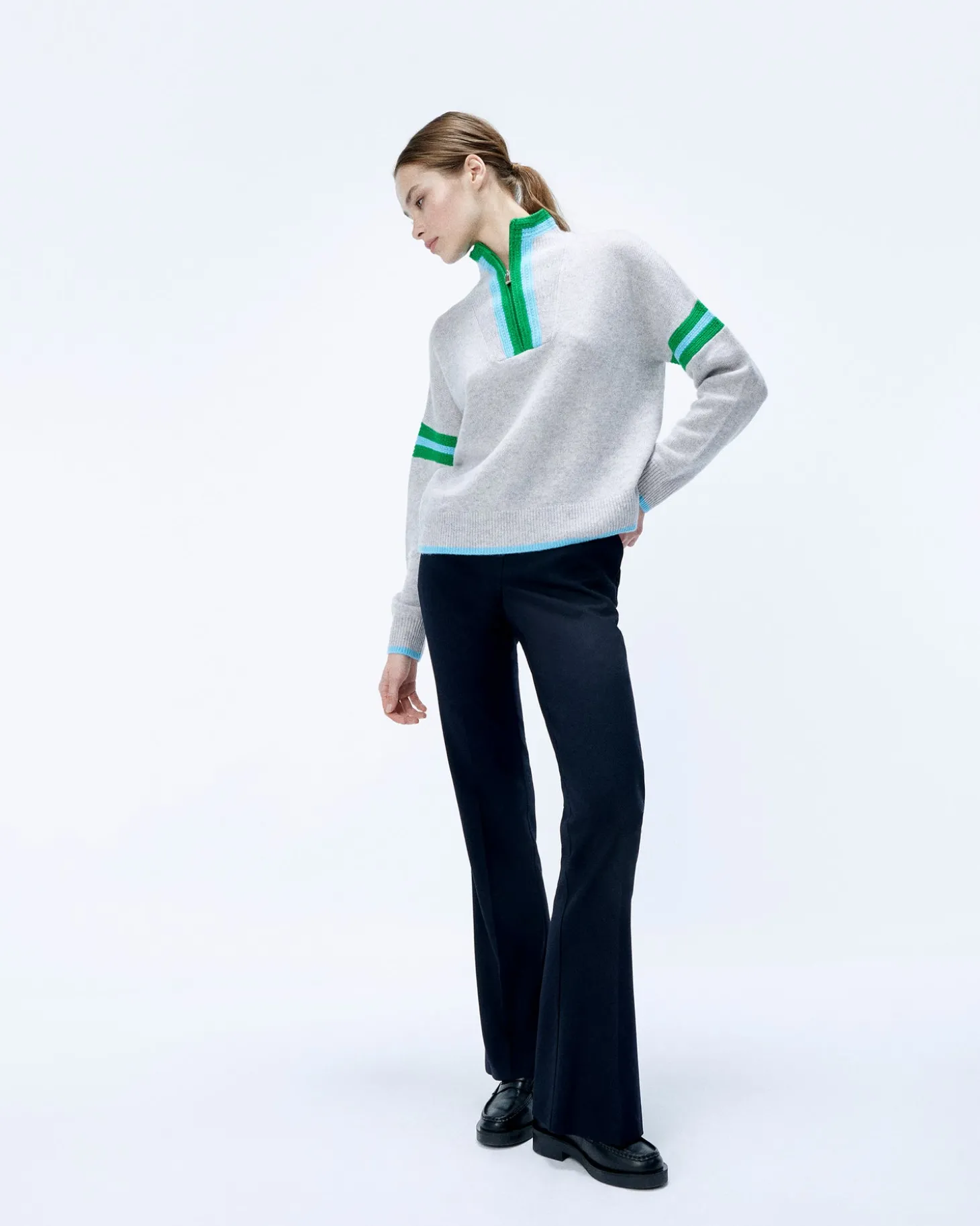 Pull Col Camionneur Bord-Côtes Tricot Ajouré
