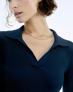 Pull Col Polo à Côtes Bijou