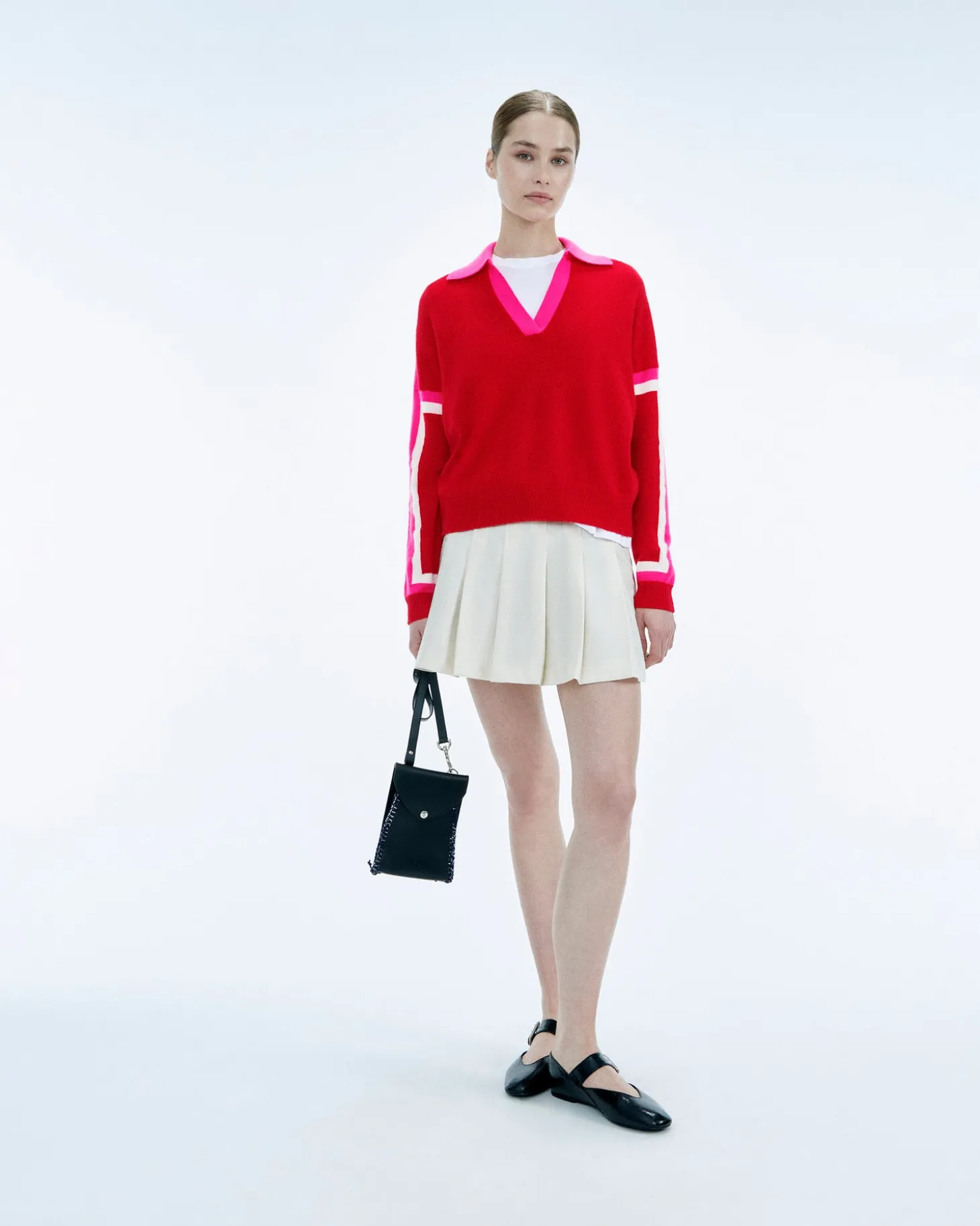 Pull Col Polo Tricolore
