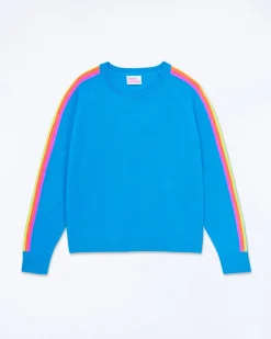 Pull Col Rond Bande Multicolore Aux Manches