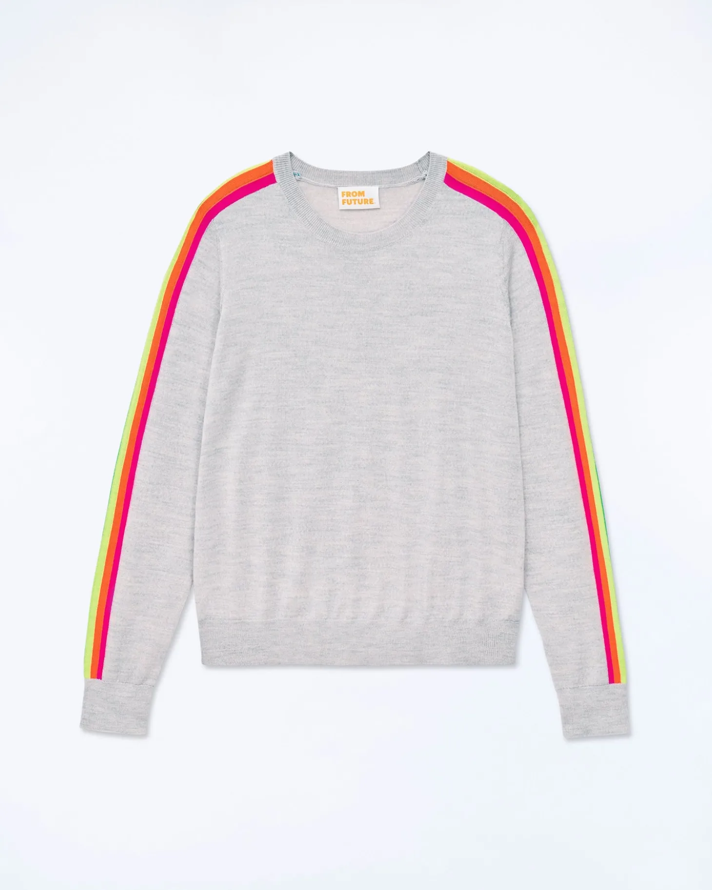 Pull Col Rond Bande Multicolore Aux Manches