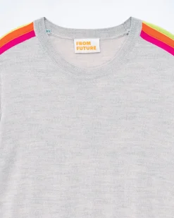 Pull Col Rond Bande Multicolore Aux Manches