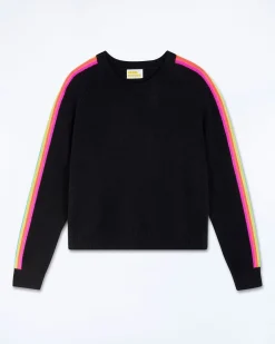 Pull Col Rond Bandes Manches Multicolore