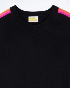 Pull Col Rond Bandes Manches Multicolore