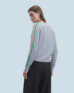 Pull Col Rond Bandes Manches Multicolore