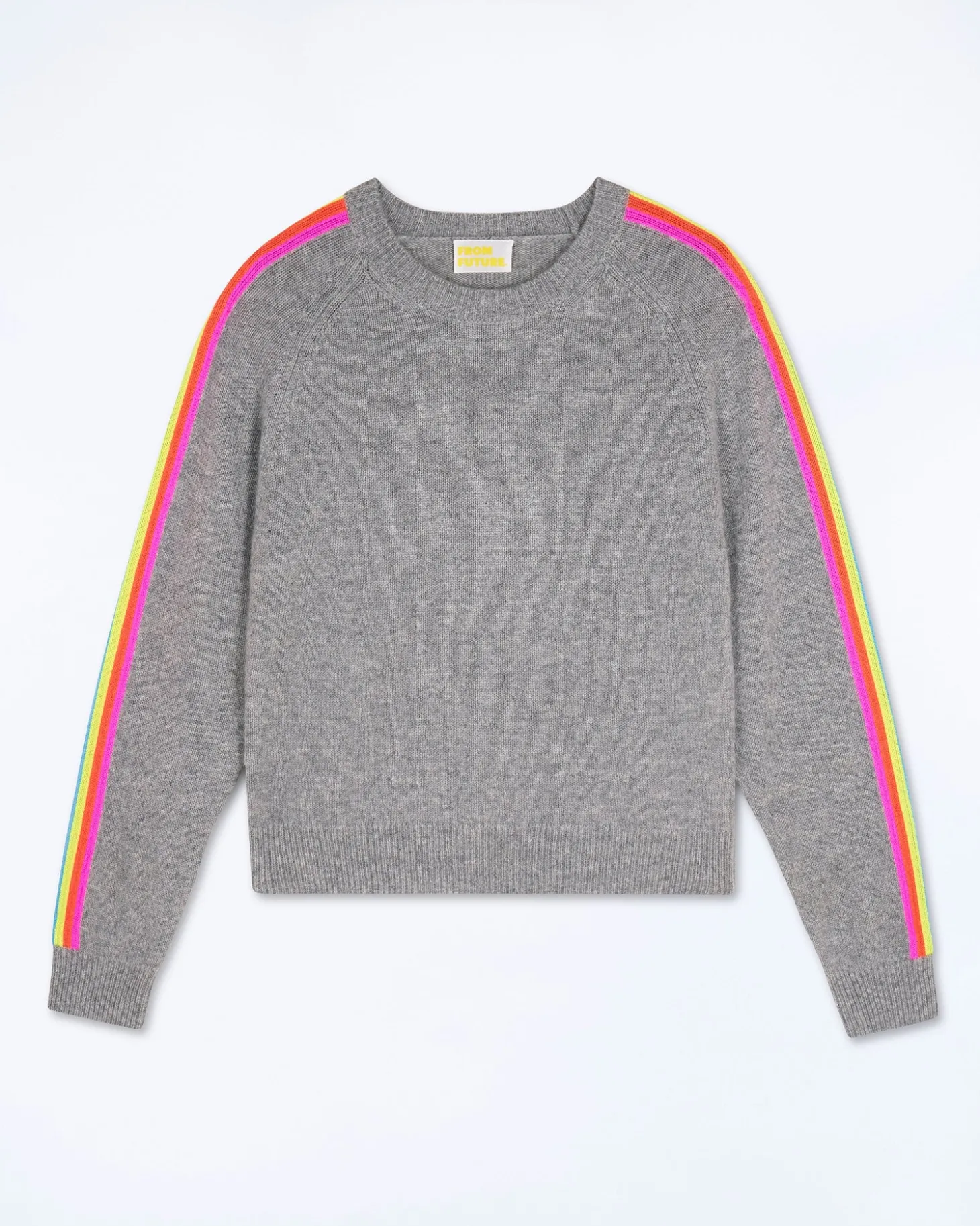Pull Col Rond Bandes Manches Multicolore