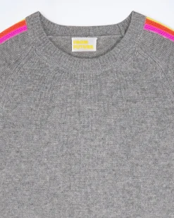 Pull Col Rond Bandes Manches Multicolore