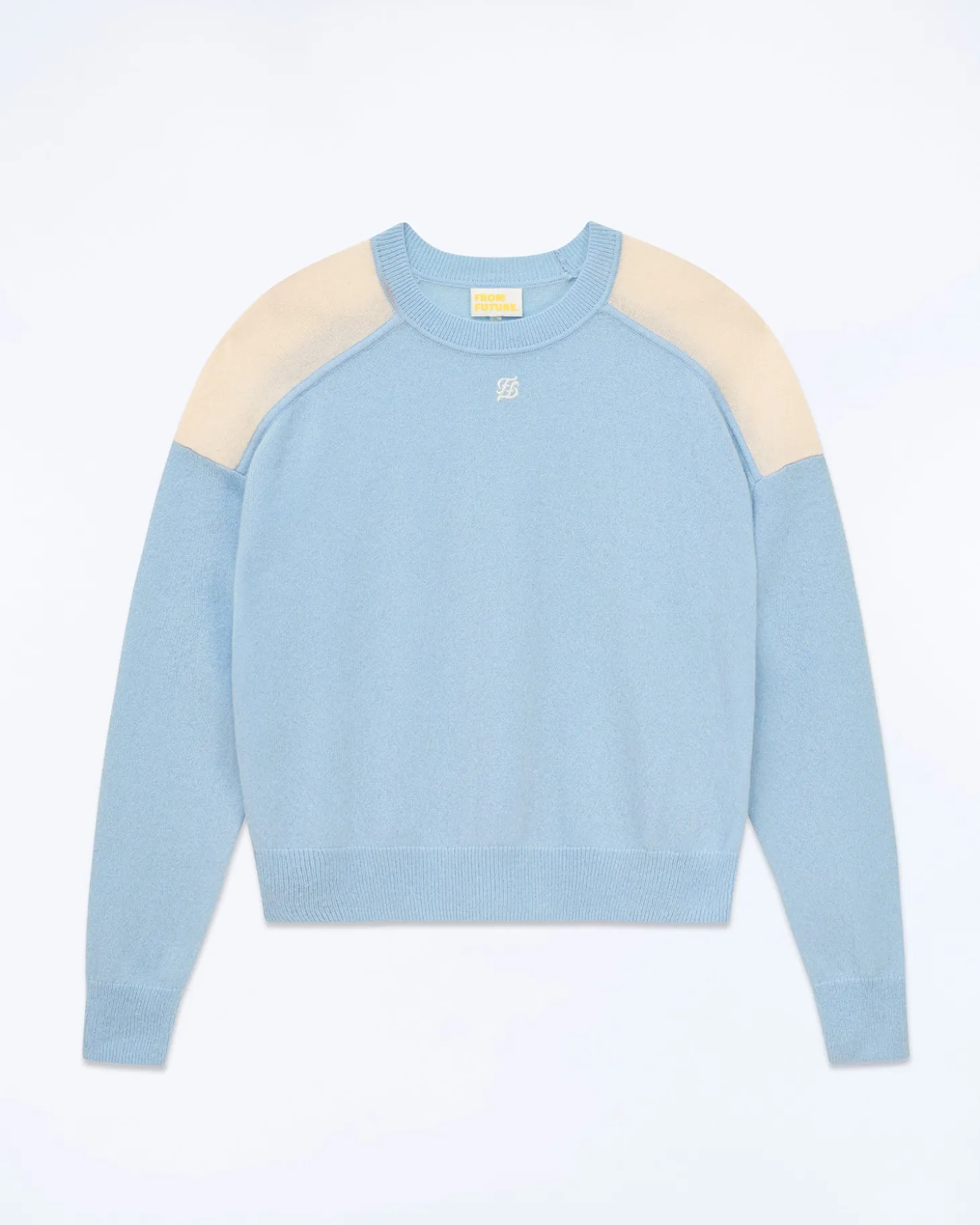 Pull Col Rond Bicolore Et Broderie