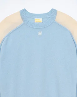 Pull Col Rond Bicolore Et Broderie