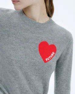Pull Col Rond Coeur Brodérie Future Light