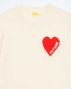 Pull Col Rond Coeur Brodérie Future Light