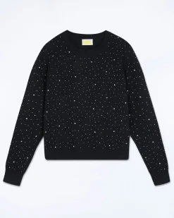Pull Col Rond Strass Allover Léger