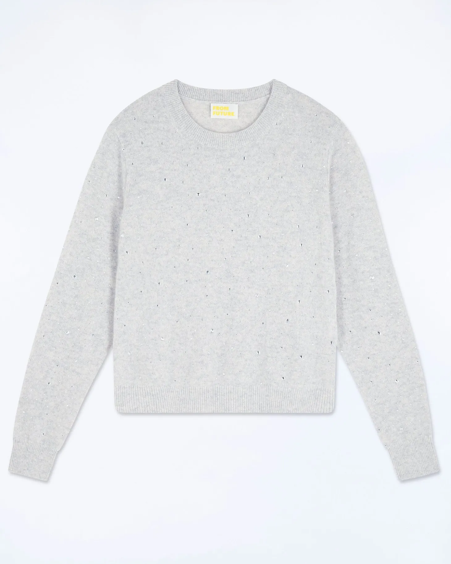 Pull Col Rond Strass Allover Léger