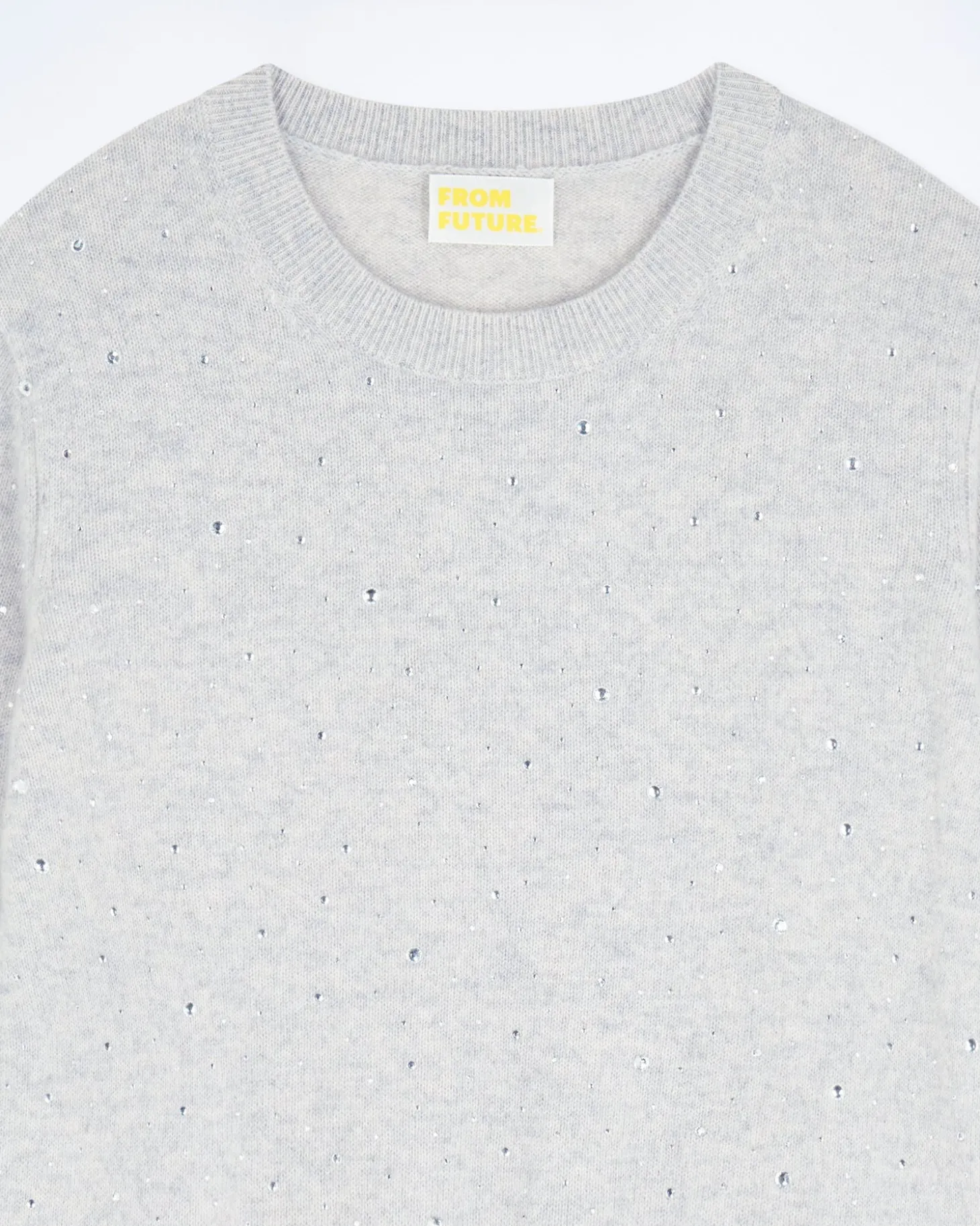 Pull Col Rond Strass Allover Léger