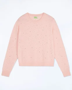 Pull Col Rond Strass Allover Léger