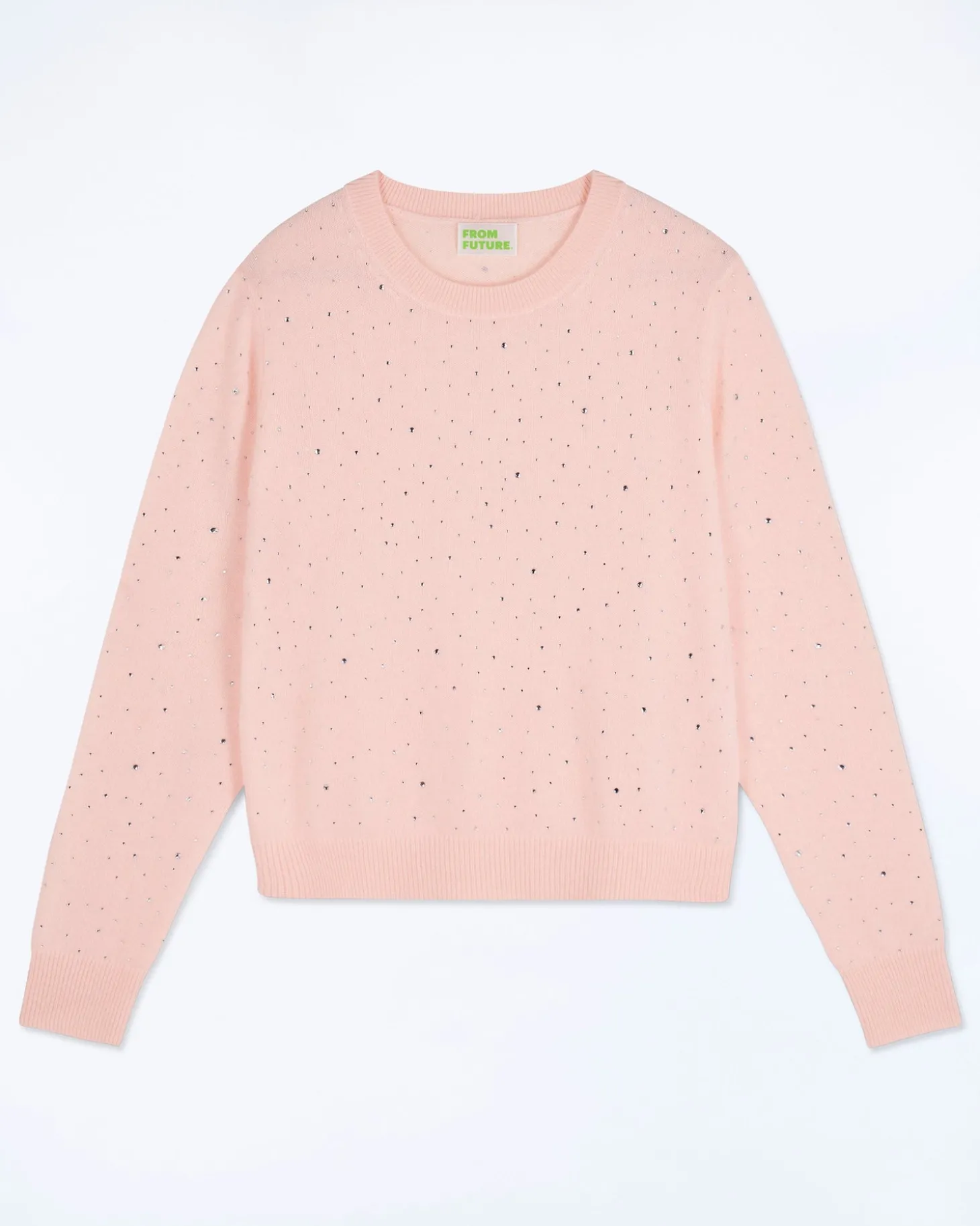 Pull Col Rond Strass Allover Léger