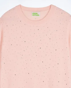 Pull Col Rond Strass Allover Léger