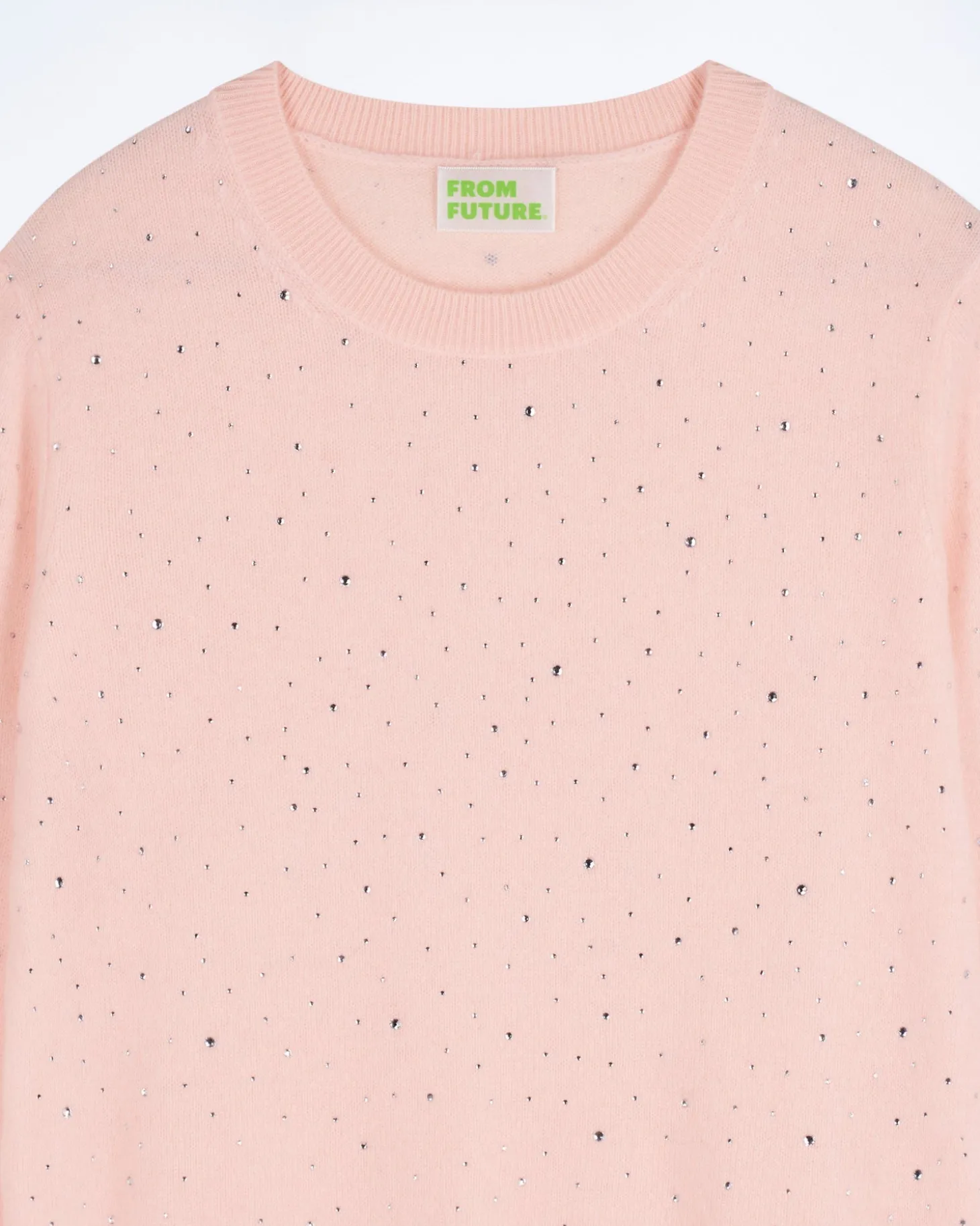Pull Col Rond Strass Allover Léger