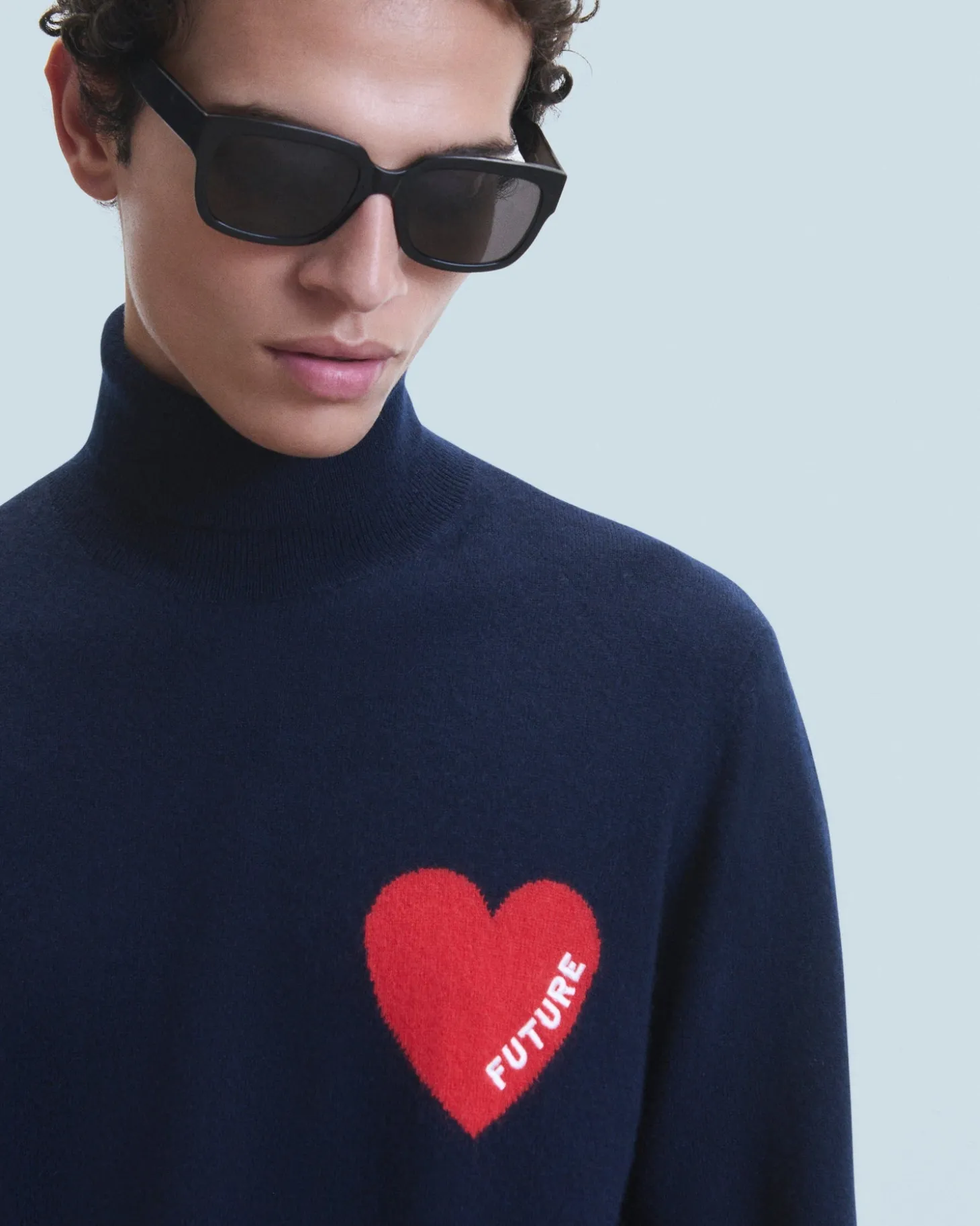 Pull Col Roulé Coeur