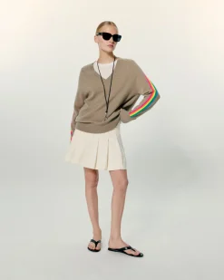 Pull Col V Oversize Bande Manches Multico