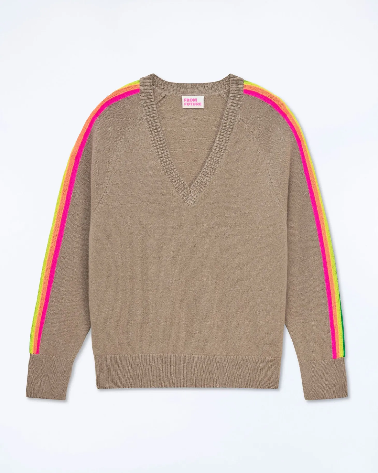 Pull Col V Oversize Bande Manches Multico