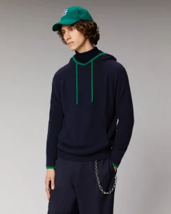 Pull Hoodie Liserets Contrastes Léger