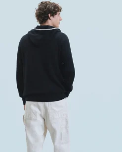 Pull Hoodie Liserets Contrastes Léger