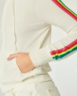 Pull Hoodie Zippé Bande Multicolore