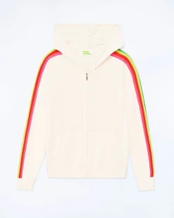 Pull Hoodie Zippé Bande Multicolore