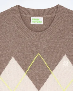 Pull Sans Manche à Motif Losange