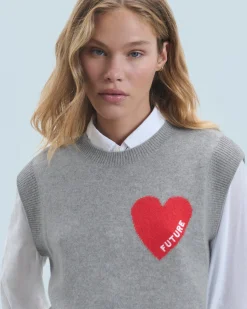 Pull Sans Manche Coeur Léger