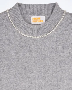 Pull Sans Manche Perles à L'encolure