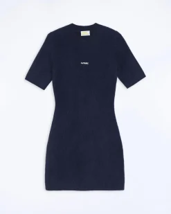 Robe Courte Manche Courte En Cachemire Brossé
