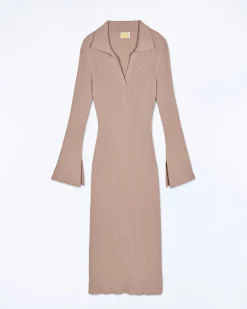 Robe Longue Manche Longue Col Polo