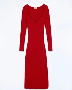 Robe Longue Manche Longue Decolleté Coeur
