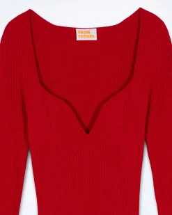 Robe Longue Manche Longue Decolleté Coeur