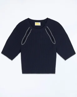 Top Manches Courtes Ouvertures Et Broderies