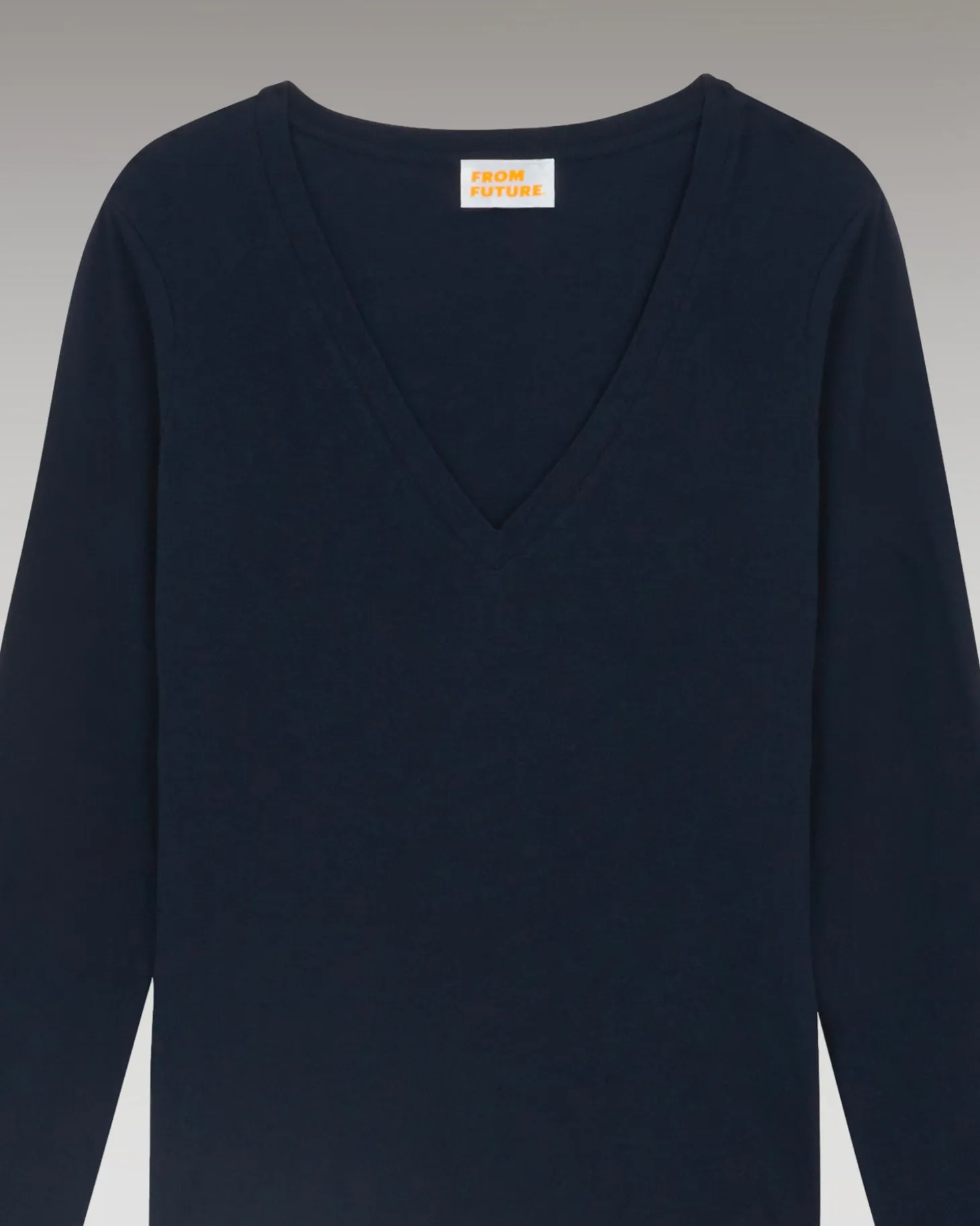 T-Shirt Col V Basique Manches Longues